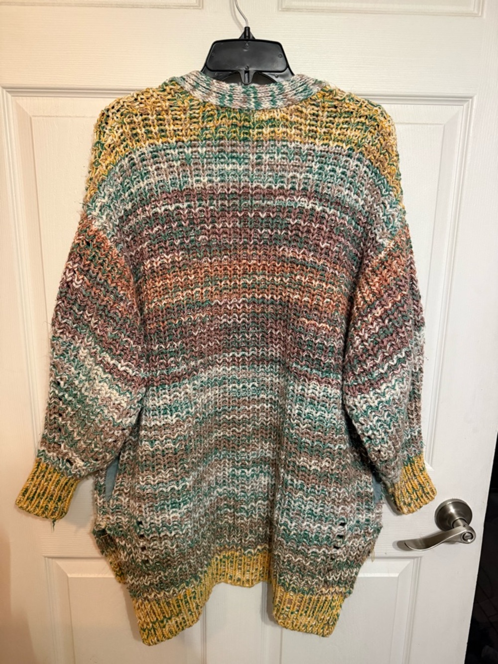 Free People Chunky Open-Front Multicolor Women's Sweater Cardigan *Flaw* - Picture 4 of 7